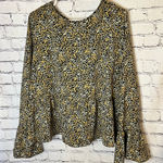 ASOS Cheetah Long Sleeve Peplum Blouse Flared Sleeves Lightweight Plus Size 14 Photo 0