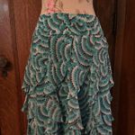 Sunny Leigh  Ruffled Brown and Teal Venetian Paper Skirt, Size 6 Photo 0