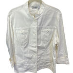 Chico's Salt Wash Brayon 3/4 Sleeve Jacket Optic White Size 3 Button Front Photo 0