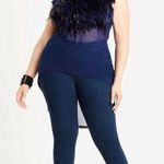 Ashley Stewart NEW Sexy Flirty navy blue feather front short sleeve night gown lingerie lounge Photo 0