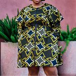 NWT Ray Darten Geometric African print Kenya zip jacket Dress Ruffle Sleeve S Black Photo 1