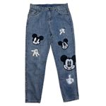 ZARA  Mickey Mouse patch Disney World Disneyland women's denim jeans pants size 6 Photo 2