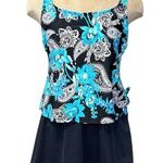 Le Cove Floral Swimdress One Piece Swimsuit Swim Dress 14 Black Photo 0