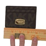 Michael Kors SIGNATURE MK LOGO CARD HOLDER WALLET CASE BROWN/GOLD Photo 12