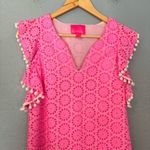 Lilly Pulitzer Astara Bright Pink Embroidered Floral Pom Pom Mini Dress XXS Photo 3