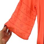 BB Dakota  Coral Pink V-Neck Long Wide Sleeve Applique Trim Boho Dress Women Sz S Photo 4