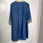J Jill Denim Chambray‎ Boho Dress Embroidered Peasant Pockets Blue Small Tall Photo 3