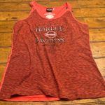 Harley Davidson Motorcycles Womens Orange Striped Tank Top Graphic Tee Size M Photo 0