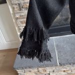John + Jenn  Black Cowl Neck Sweater with Fringe Photo 6