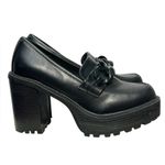 Madden Girl Kappie Platform Lug Sole Loafer Black Faux Leather 90s Size 8.5 Photo 2