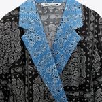 ZARA Black Blue Printed Wrap Blouse Top Photo 3