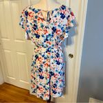 Merona  A-Line Flutter Sleeve Dress M White Coral Floral Tie Back Summer Brunch Photo 1