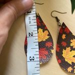 Handmade Black Fall Leaves  Faux Leather Teardrop Dangling Earrings For Women Photo 2