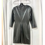 Alice + Olivia  Inka Vegan Leather 3/4 Sleeve Bodycon Mini Dress Black Size US 10 Photo 5