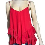 Madison Marcus  Women’s S Red Silk Double Ruffled Hem Spaghetti Strap Camisole Photo 2