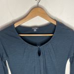 Lilla P deep slate blue pima cotton slub smocked v Photo 15