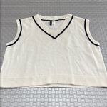 H&M Divided Knit Sweater Vest White Black Trim XL Preppy Sleeveless V-Neck Photo 0