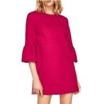 ZARA Dress Womens Small Hot Pink Mini Dress Bell Sleeves Boho Bohemian Colorful Photo 6