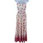 Bebop Strapless Floral Dress in Red and White Photo 1