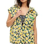 Diane Von Furstenberg Yellow Black Floral Lightweight Sleeveless Hoodie Large Photo 0