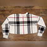 Colsie Plaid Cropped Crewneck Sweatshirt White Size M Photo 4