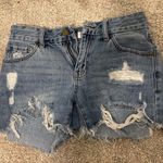 Vestique Blue Distressed Jean Shorts Frayed Hem Photo 0