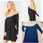 ATM Dip Dye Slub Jersey Long Sleeve Dress SMALL White Photo 1