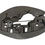 Vintage 1988 JJ 3D Building Pewter Silver Tone Pueblo Adobe Scene Pin Brooch Photo 5