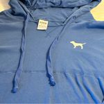 PINK - Victoria's Secret PINK Victoria’s Secret Pullover Hoodie Shirt Size Medium Blue/White Photo 1