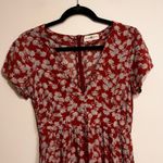 Natural Life  Maxi Dress V-Neck Short Sleeve Rust Red Blue Floral Size Small Boho Photo 2