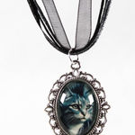 Handmade Punk Purrfection Gothic Victorian Punk Cat Necklace Tabby Leather Jacket Photo 0