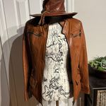 Vera Pelle Lory  ITALIAN BEAUTIFUL GENUINE LEATHER  BELTED JACKET , MADE WITH SOFT LAMBSKIN ! COLOR : BROWN DISTRESSED motorcycle Sz 42 Cognac Solofra Italy Photo 5