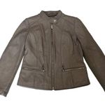 Michael Kors  PEARL GRAY LDS LEATHER JACKET MINT POCKET FULL ZIP SIZE Small Photo 0