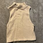 ZARA  Tank Top Women's XS Ribbed Mock Neck Tan Soft Fitted Shirt Sleeveless Photo 0