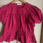 Ulla Johnson Mila Peplum Cotton Top in Rosebud Photo 3