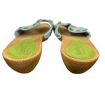 Sanita Danish Clogs Womens 9 Blue Green Suede Wood Heel Slide Sandals 3D Flowers Photo 6