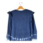 Z Supply  Dress Women Medium Blue Tie Dye Long Sleeve Ruffle Henley Maxi NWT‎ Photo 6