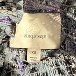 CINQ À SEPT Drew Georgette Top Women's XS Blue Lavender Black Floral Long Sleeve Photo 5