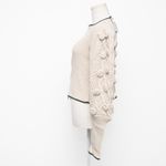 Mutma Alo Beige Ribbed Zip Front Cardigan Medium Photo 5