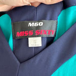 Miss Sixty Teal and Navy Blue Silk Gown Maxi Floral Dress, Size 4 Photo 11