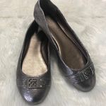 Coach FLATS  London Ballet Shoes Pebbled Stone Leather Metallic Silver Size 8.5 Photo 0