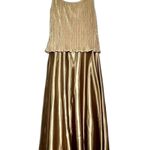 Cachet Formal Dress Pleated Top Satin Skirt Sz 10 Gold No Blazer Photo 0