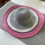 Anthropologie Striped Sun Hat Pink White Navy NWOT Photo 2