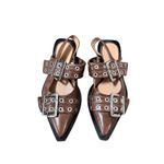 Ganni  Feminine buckle ballerinas Brown Leather Slingback Pointed Flats 39 $425‎ Photo 5