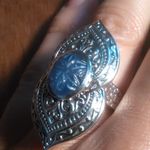 Indian Artistry Tanzanite Sterling Silver Carved Filigree Ring (Size 6) Photo 1