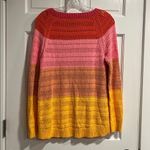 Talbots  100% Cotton Open Knit Sunset Ombré Color Crewneck Sweater Size M NWT Photo 5