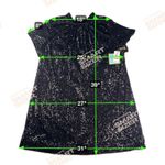 CeCe Black Sequin Cocktail Shift Dress Satin Tie Neck Short Sleeve NEW Size 3X Photo 3