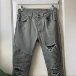H&M Divided Moto Skinny Jeans Olive Green Distressed 29 Photo 29