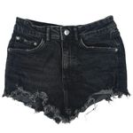 ZARA Black High Waist Distressed Frayed Raw Hem Casual Denim Jeans Shorts Size 4 Photo 0