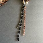 Vintage Animal Print Necklace Scarf Leopard Beaded Brown Photo 1